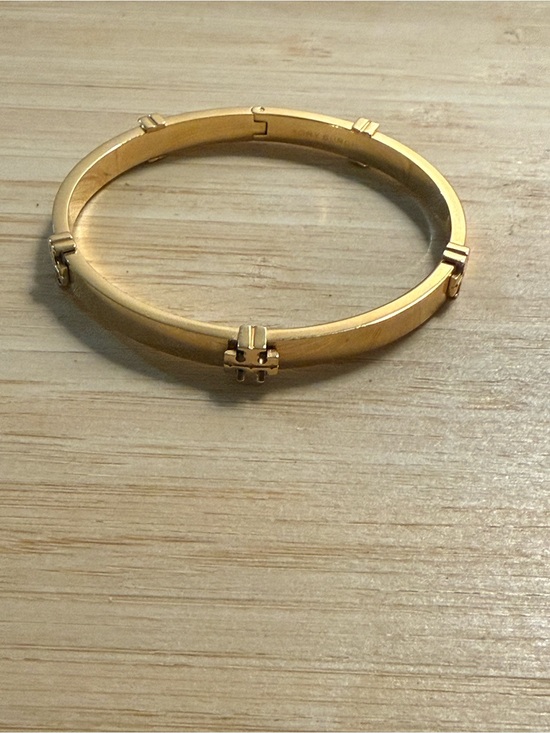 Tory Burch Gold Hinged Bangle Bracelet - Women\'s Jewelry